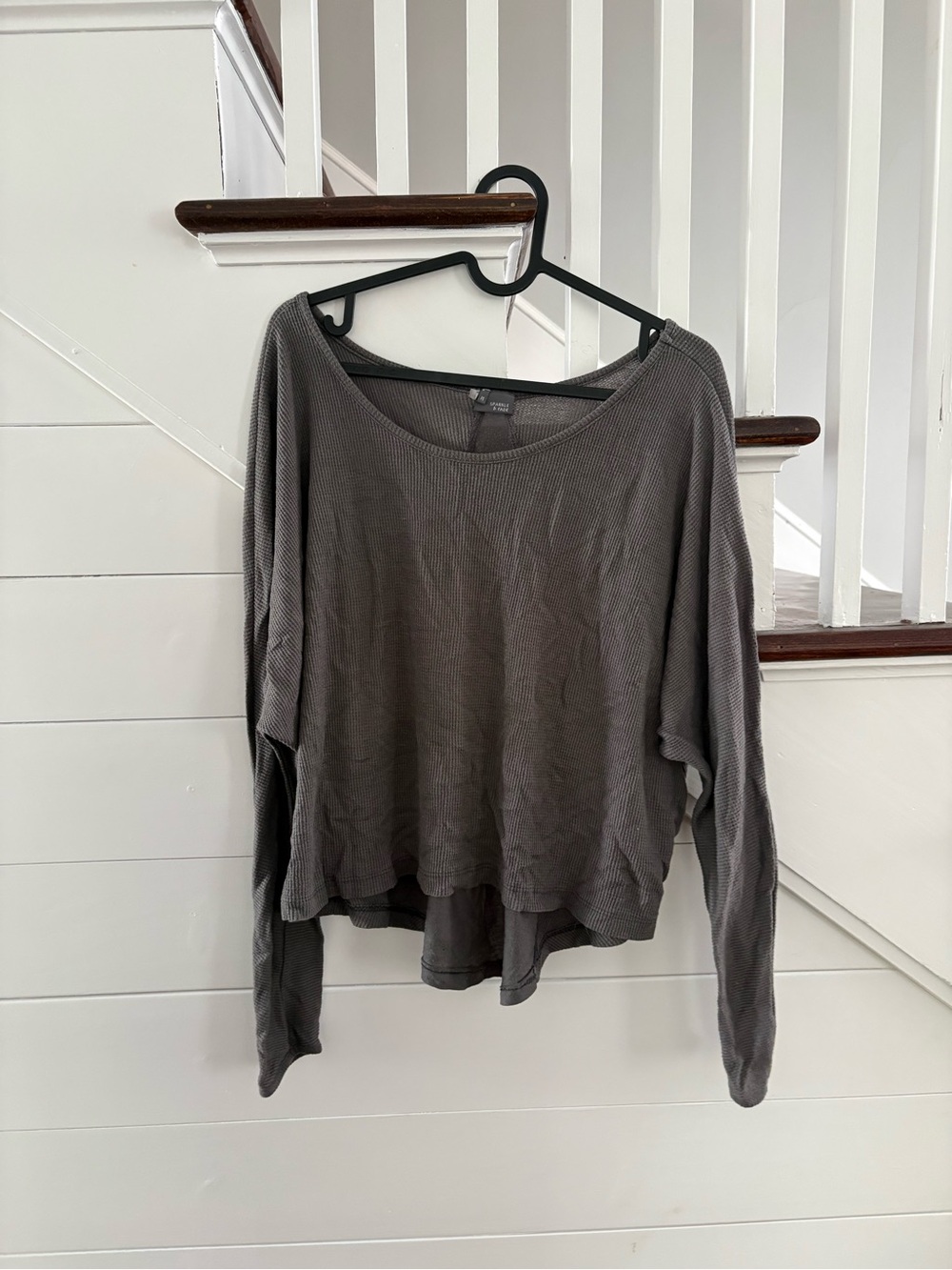 Sparkle & Fade Women's Charcoal Gray Waffle Knit Pullover